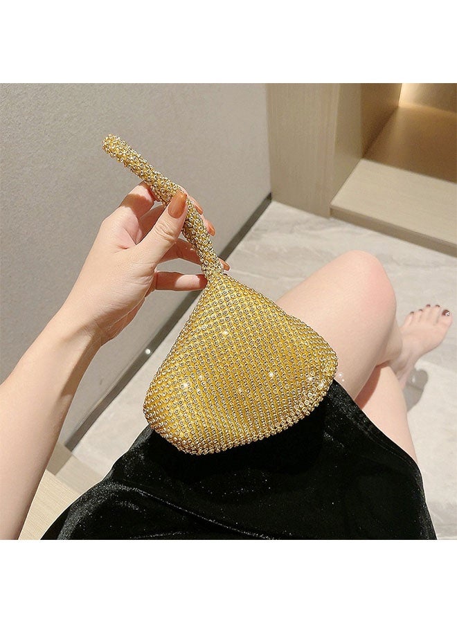Women’s Rhinestone Handbag – Gold, Clutch, Evening, Sparkly, for Party, Wedding, Small