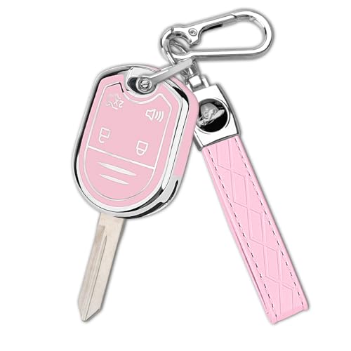 FT FUNTOR for Ford Key Fob Cover with KeychainTup 360 Full Protection Hard CaseCompatible with Ford F150 F250 F350 F450 F550 F650 Super Duty Explorer Expedition Pink Silver Border - Image 1