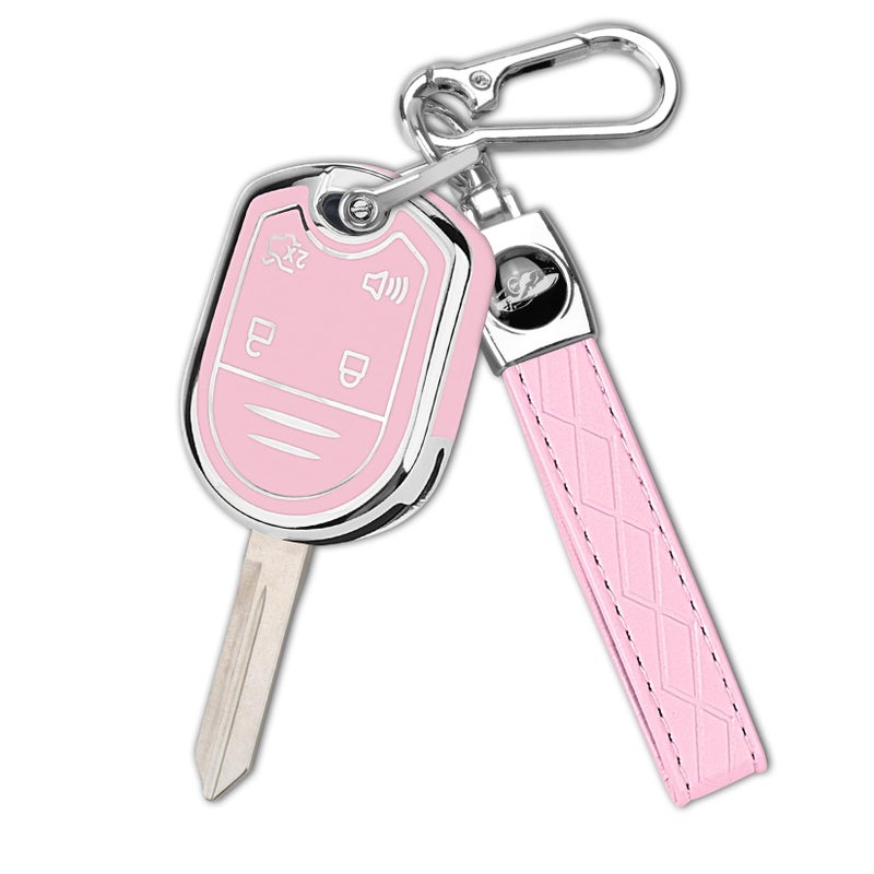 FT FUNTOR for Ford Key Fob Cover with KeychainTup 360 Full Protection Hard CaseCompatible with Ford F150 F250 F350 F450 F550 F650 Super Duty Explorer Expedition Pink Silver Border - Image 3