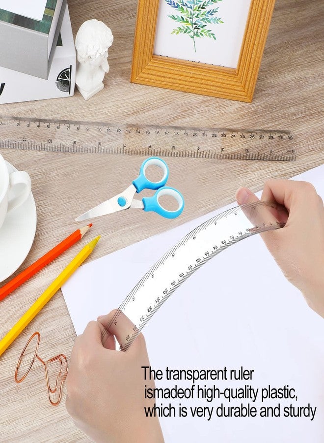 YYJ HOME مسطرة بلاستيكية شفافة من YYJ HOME، 12 بوصة، عبوة من 3 قطع، شفافة، أكريليك، بلاستيك للبناء - Image 4