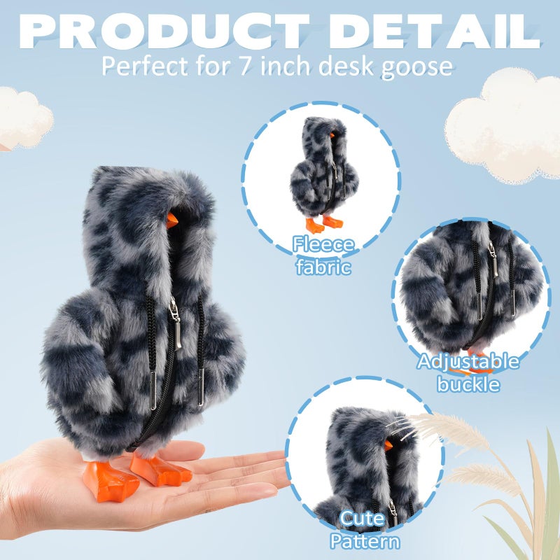 linastu 7inch Desk Goose Outfits, Mini Desktop Goose Clothes Desk Goose Accessories Set for Magnetic Goose Statue (Grey Leopard) - Image 3