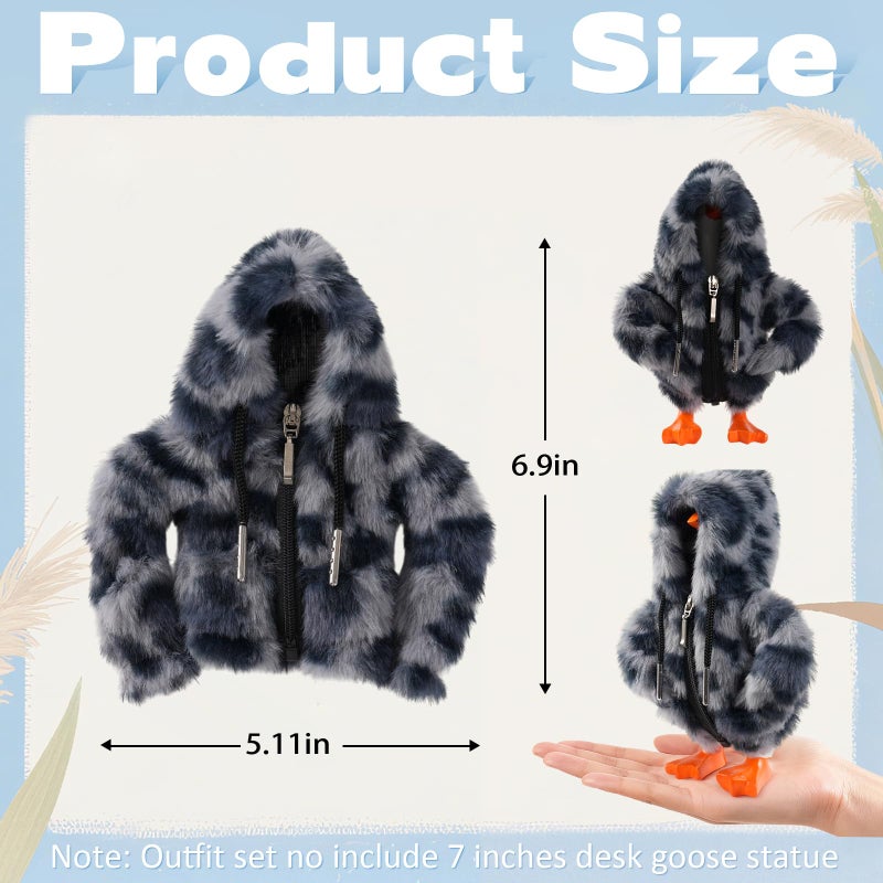 linastu 7inch Desk Goose Outfits, Mini Desktop Goose Clothes Desk Goose Accessories Set for Magnetic Goose Statue (Grey Leopard) - Image 2