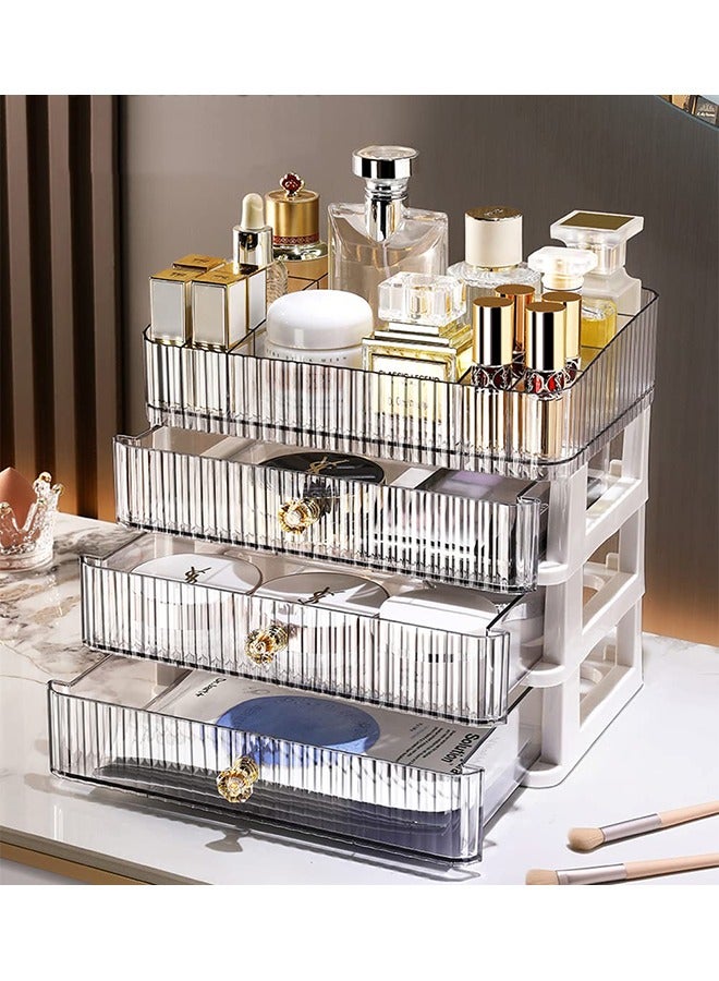 XiuWoo Skincare Organizer Makeup Organizer with 3 Large Drawers Countertop Organizer for Cosmetics Ideal for Bathroom and Bedroom Vanity Countertops Desk Storage Holder for Lipstick Brushes and Nail Polish - Image 2