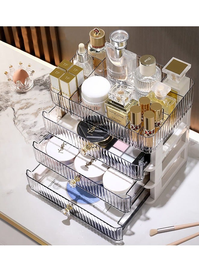 XiuWoo Skincare Organizer Makeup Organizer with 3 Large Drawers Countertop Organizer for Cosmetics Ideal for Bathroom and Bedroom Vanity Countertops Desk Storage Holder for Lipstick Brushes and Nail Polish - Image 3