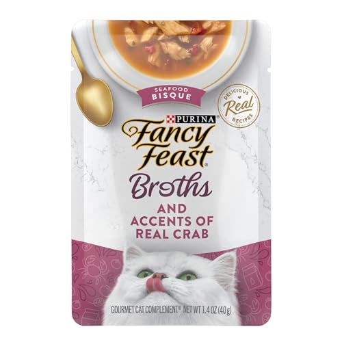 Fancy Feast Purina Fancy Feast Lickable Wet Cat Food Broth Topper Seafood Bisque and Accents of Real Crab - (Pack of 16) 1.4 oz. Pouches - Image 1