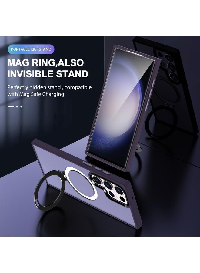 S-TOP Case For Samsung Galaxy S23 Ultra MagSafe Holder Skin-feel PC Hybrid TPU Phone Case - Image 4