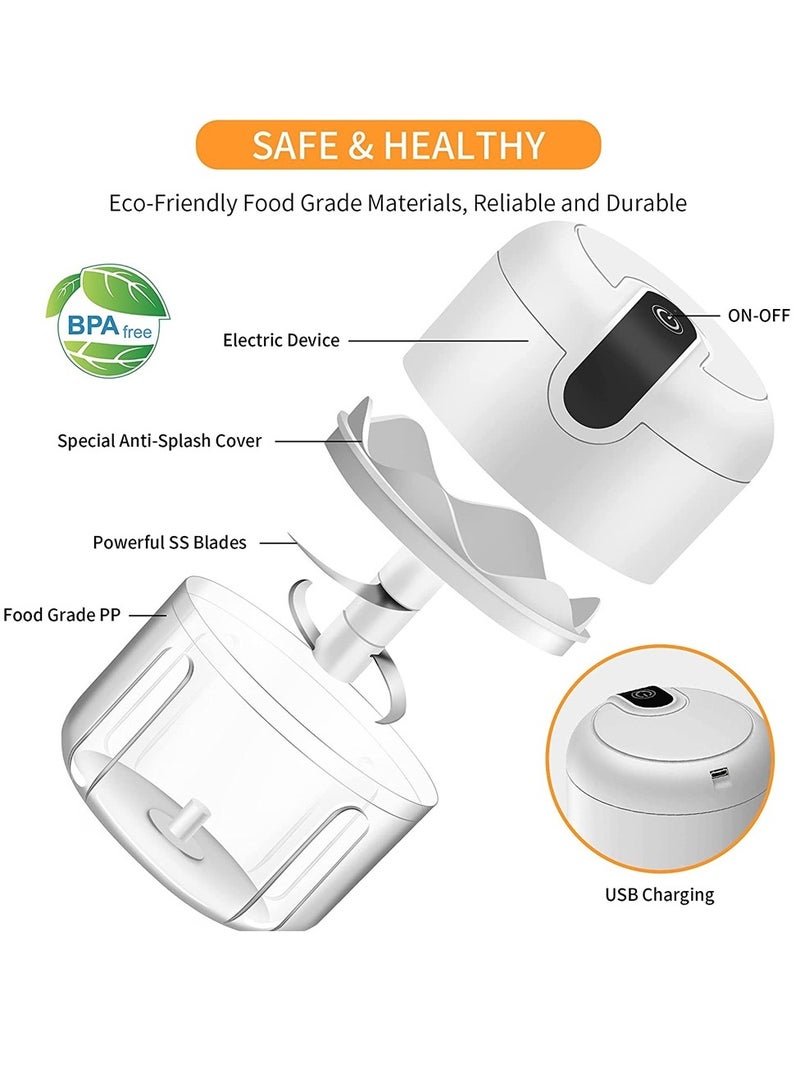 Electric Food Chopper Mini Chopper, Perfect for Garlic, Onion, Fruits, Vegetables, with 3 Stainless Steel Blades, 250ml  - Image 3