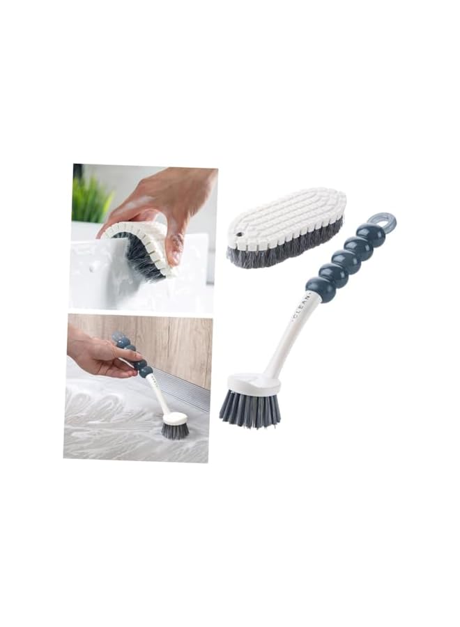 PROMASS مجموعة فرش تنظيف الأحواض متعددة الوظائف، 2 قطعة من فرش الإسفنج ذات المقبض الطويل لتنظيف المطبخ، فرشاة إسفنج الصابون لتنظيف الأواني الزجاجية، القدور، والأطباق - Image 4