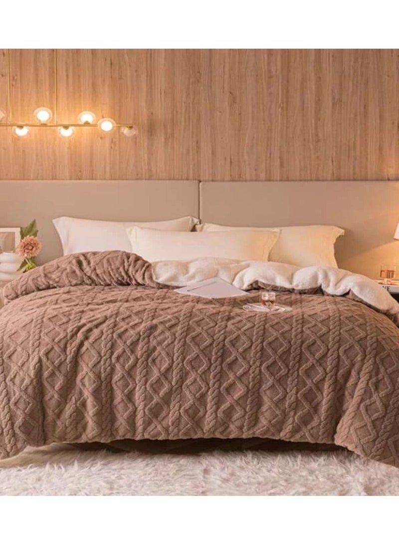 بطانية شتوية سميكة من بولار فليس ناعمة ومريحة بطبقتين من فليس الحمل، بطانية دافئة للكنبة في المكتب والمنزل للنوم - Image 2