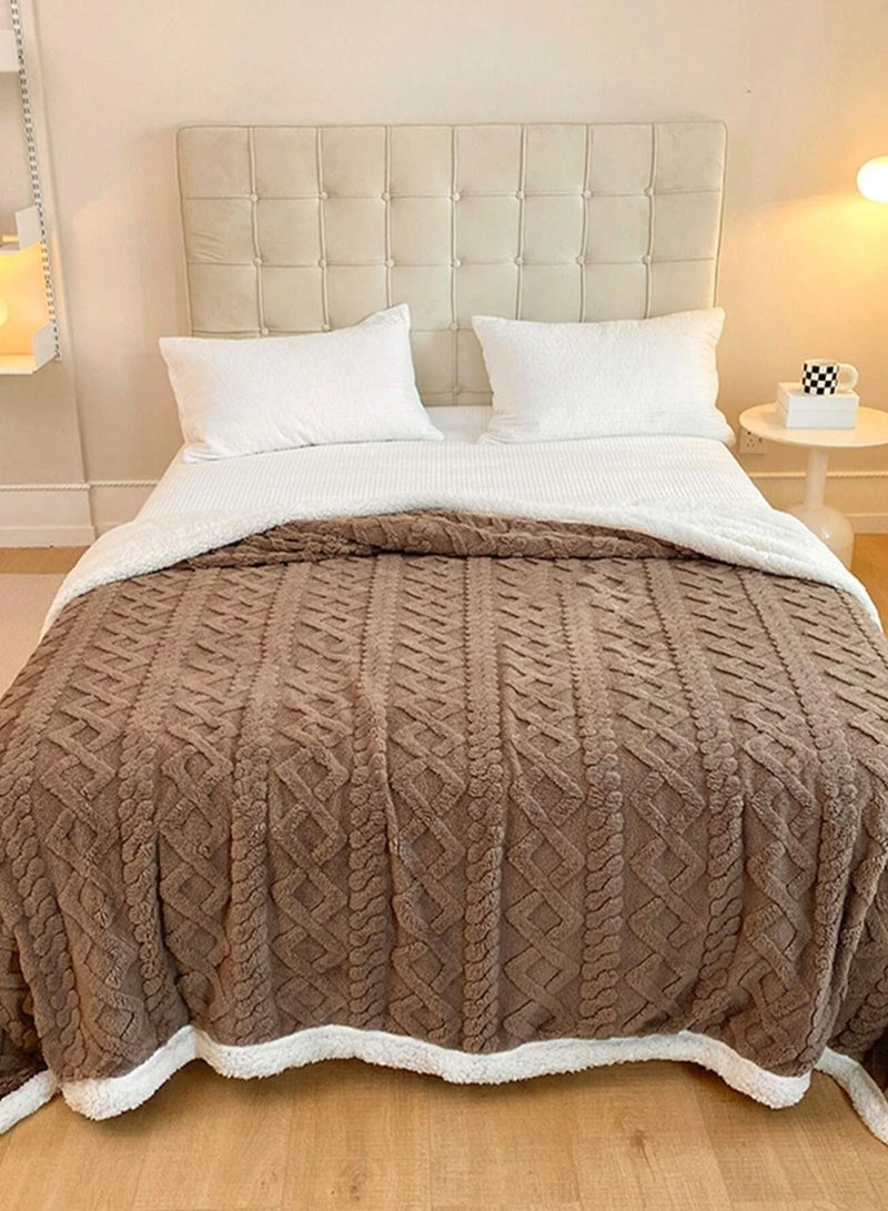 بطانية شتوية سميكة من بولار فليس ناعمة ومريحة بطبقتين من فليس الحمل، بطانية دافئة للكنبة في المكتب والمنزل للنوم - Image 1