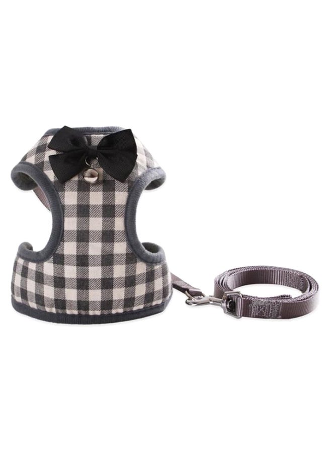 Loquat Fancy Dress Bow-Tie Harness And Leash Set Grey/Beige/Black