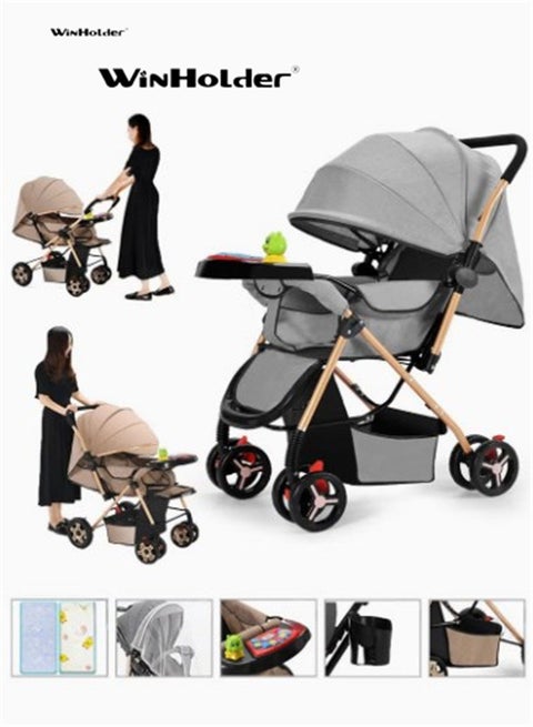 Winholder ,Two Way Push Portable Infant Adjustable Foldable Baby Stroller, Push Stroller and Baby Cart With Handles, Safety Harness, Storage Basket, Stroller Tray And Cup Holder,To keep You Safe
