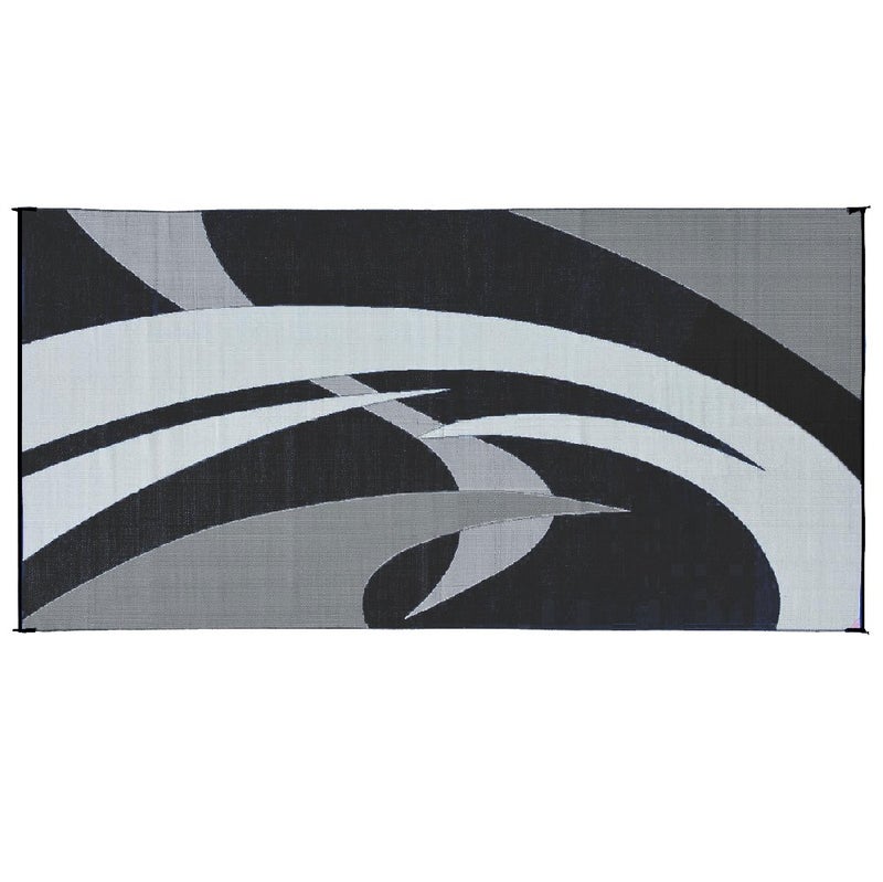 Stylish Camping 159181 9-feet by 18-feet Reversible Mat, Plastic Straw Rug, Large Floor Mat for Outdoors, RV, Patio, Backyard, Picnic, Beach, Polypropylene (PP) , Camping (Black/White) - Image 5
