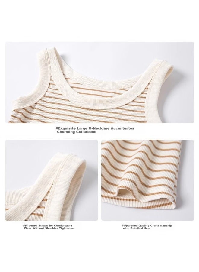 LANG SHA Langsha Women's Striped Slim Fit Vest New Sleeveless Knit U-neck Tank Top Trendy Layering Shirt - Image 3