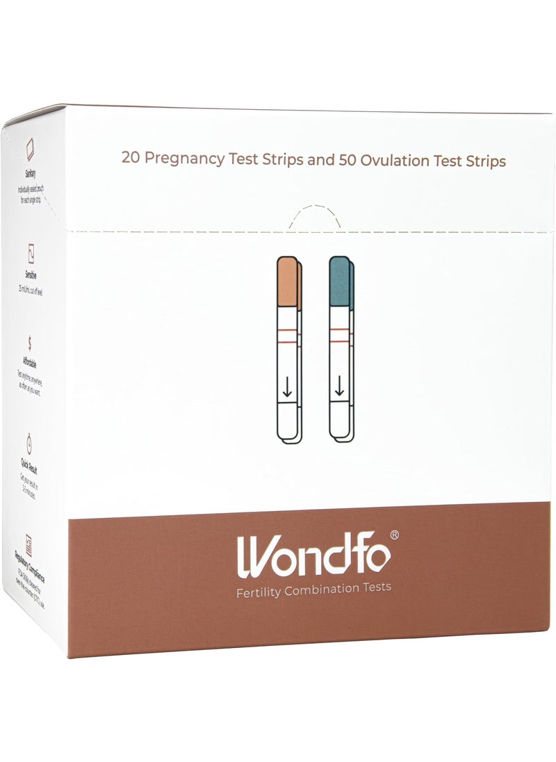 Wondfo - Wondfo 50 Ovulation Test Strips and 20 Pregnancy Test Strips Kit - Rapid Test Detection for Home Self-Checking (50 LH + 20 HCG) - Image 1