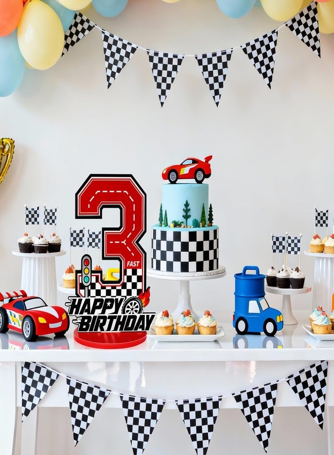 Bsenhe 3rd Birthday Number Sign Centerpiece, Race Car Birthday Party Decorations Wooden Table Cake Decorations Car Theme Birthday Party Supplies (Number 3) - Image 5