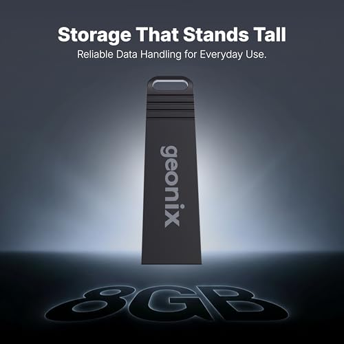 Geonix Pendrive 8GB, Metal USB 2.0 Flash Drive, Ideal for Data Transfer & Storage, 5 Years Warranty (Black) - Image 3