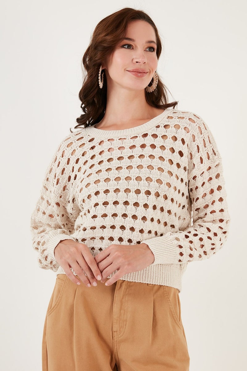 Lela Openwork Knitted Sweater Women's Sweater 6071533  - Image 3