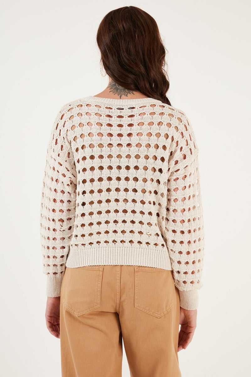 Lela Openwork Knitted Sweater Women's Sweater 6071533  - Image 4