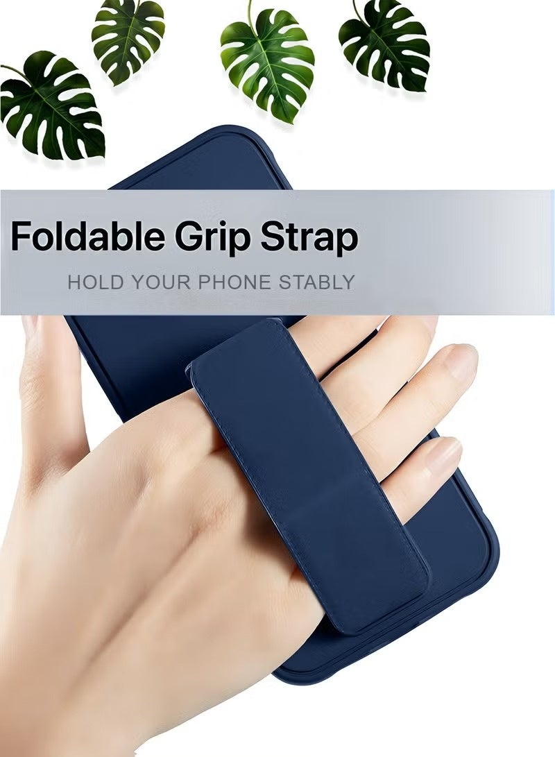 ACLIX Apple iPhone 17 Pro Max 5G 2025 Hand Grip Foldable Magnetic Kickstand Wrist Strap Finger Grip with Built-in Iron Case Cover (MCGHSN) - Navy Blue - Image 2