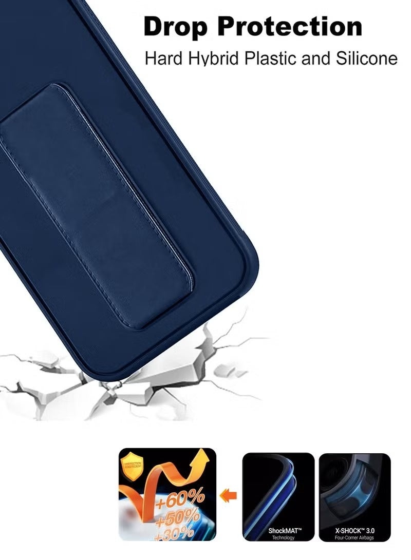 ACLIX Apple iPhone 17 Pro Max 5G 2025 Hand Grip Foldable Magnetic Kickstand Wrist Strap Finger Grip with Built-in Iron Case Cover (MCGHSN) - Navy Blue - Image 5