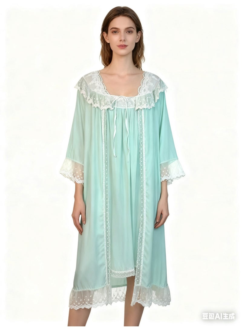 Orchid 2-Piece Lace Sleepshirt-Comfortable and Soft Nightgown - Image 1