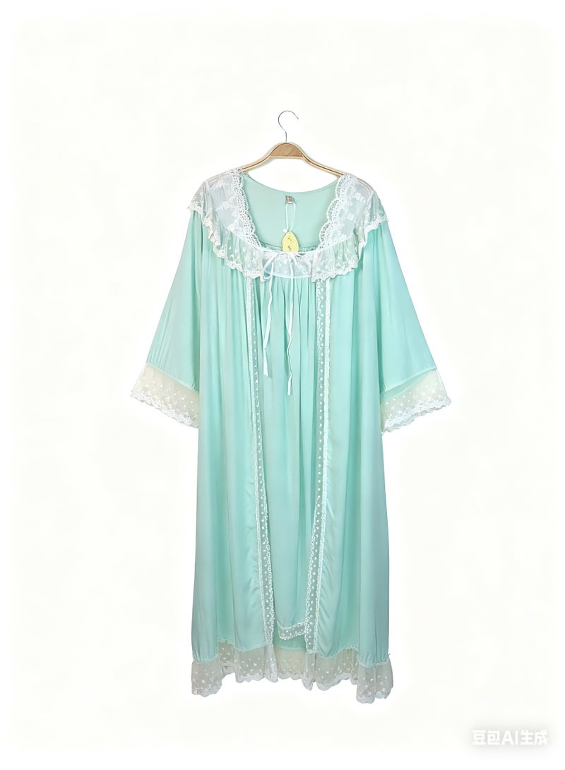 Orchid 2-Piece Lace Sleepshirt-Comfortable and Soft Nightgown - Image 2