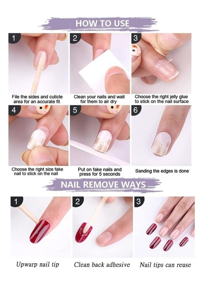 nail 24 Pcs False Nails Salon Acrylic French Salon Like Press on Nails Short No Fade Out Seamless Glue Design for Salons and DIY on Nails Natural Delicate Comfortablefor Nail The Middle East Girl pink  - Image 4