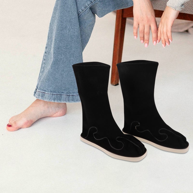 1 Pair Men Shoes Chinese Ancient Tradition Boots Embroidered Han Costume Boots Kung Fu Cosplay Shoes Black Size 40 - Image 3