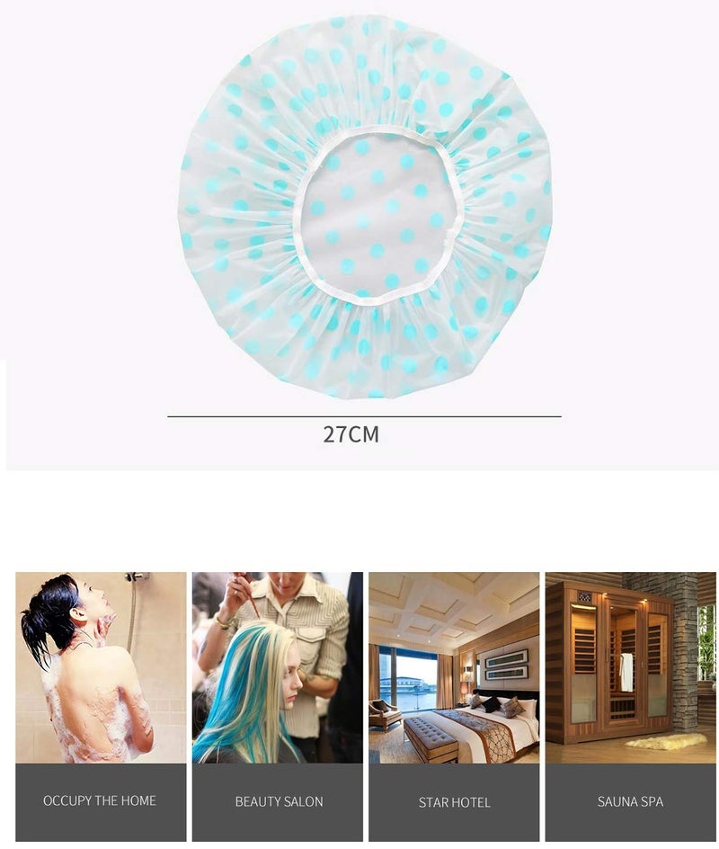 TCOTBE 6 Pieces Waterproof EVA Plastic Shower Cap,Elastic Reusable Bathing Cap,Beauty Salon Spa Lace Elastic Band Flower Printed Hat Environmental Protection Hair Bath Caps - Image 2