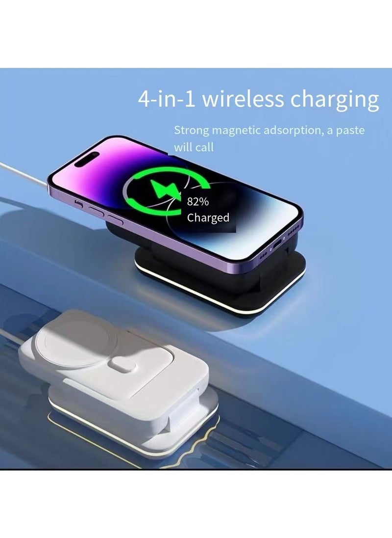 Generic - Wireless charger station, 4-in-1 magnetic charging stand, compatible with iPhone 15/14/13/12/Pro Max/Plus, AirPods, Apple Watch 8/7/SE/6/5/4 (black) - Image 1
