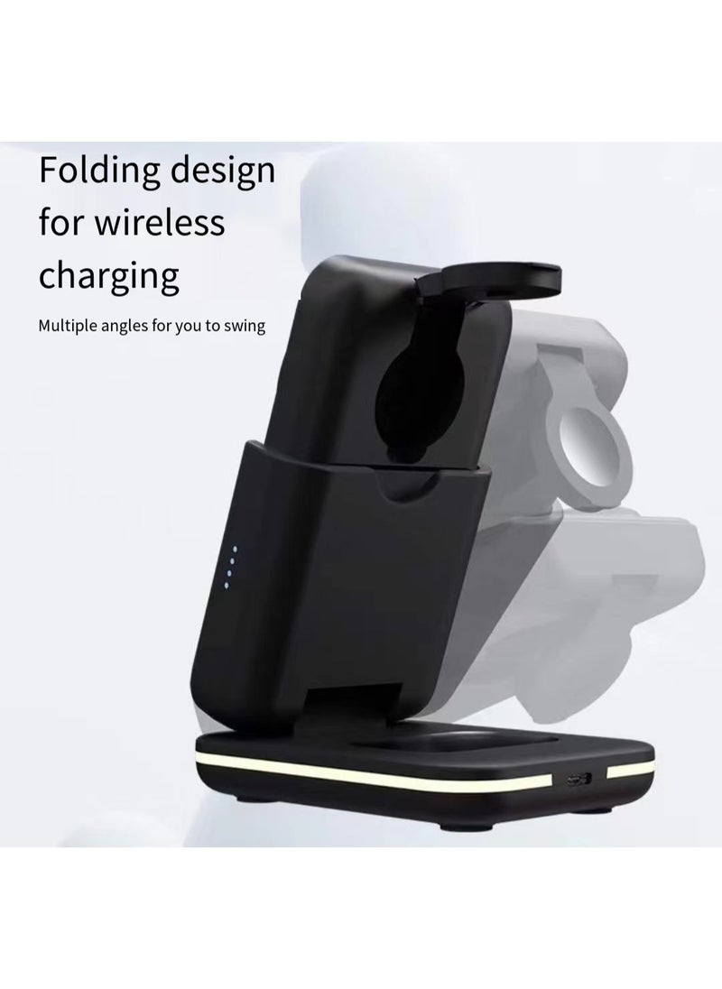 Generic - Wireless charger station, 4-in-1 magnetic charging stand, compatible with iPhone 15/14/13/12/Pro Max/Plus, AirPods, Apple Watch 8/7/SE/6/5/4 (black) - Image 1