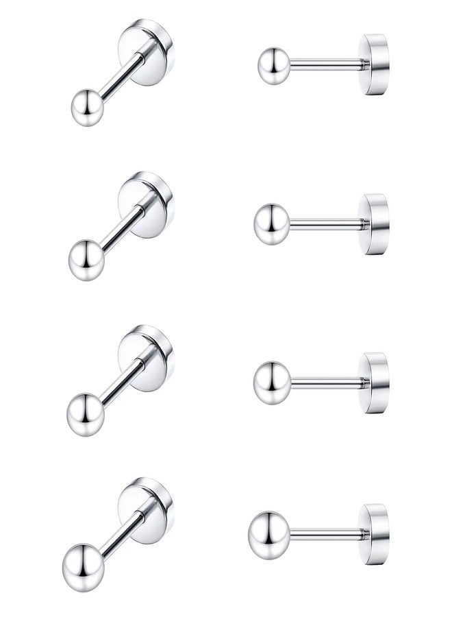 MJust Small Titanium Earrings for Women G23 Titanium Stud Earrings for Sensitive Ears Dot Ball Cubic Zirconia Hypoallergenic 20G Flat Back Earrings (Ball) - Image 1