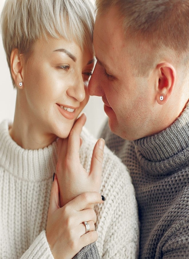 MJust Small Titanium Earrings for Women G23 Titanium Stud Earrings for Sensitive Ears Dot Ball Cubic Zirconia Hypoallergenic 20G Flat Back Earrings (Ball) - Image 4