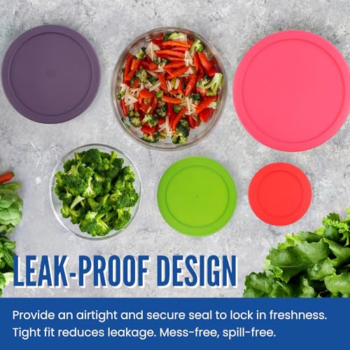 MRX Solutions Replacement Lids for Pyrex Glass Food Storage Containers Round (2) 7202-PC 1 Cup Red (3) 7200-PC 2 Cup Green (2) 7201-PC 4 Cup Purple (2) 7402-PC 6/7 Cup Fuchsia - Image 3