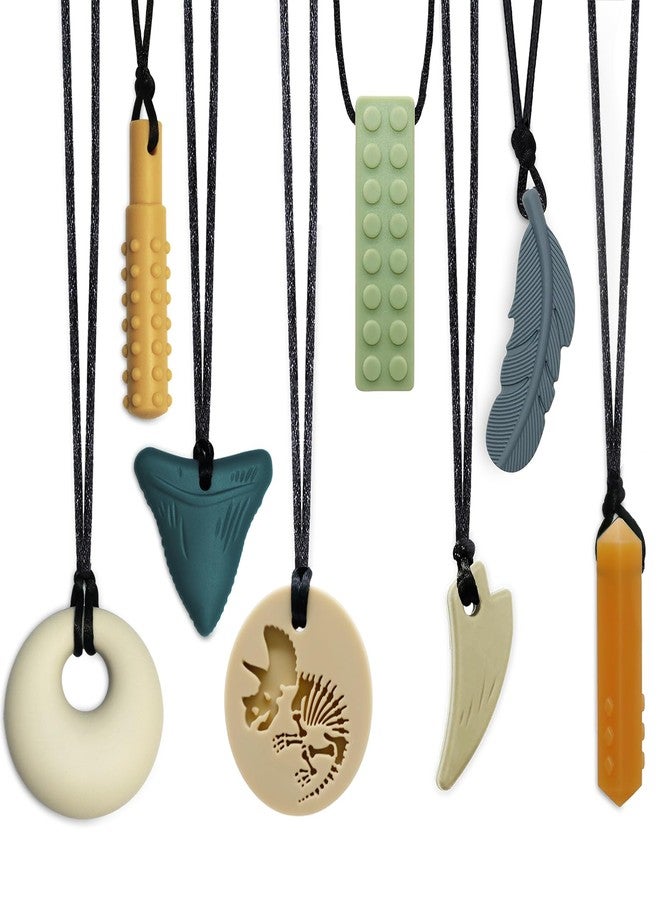 Atsky Chew Necklaces for Sensory Kids, 8 Pack Chewy Necklace Sensory Toys for Kids with Autism, ADHD, SPD, Biting, Silicone Chew Toys Reduce Chewing Anxiety Fidget - Image 1