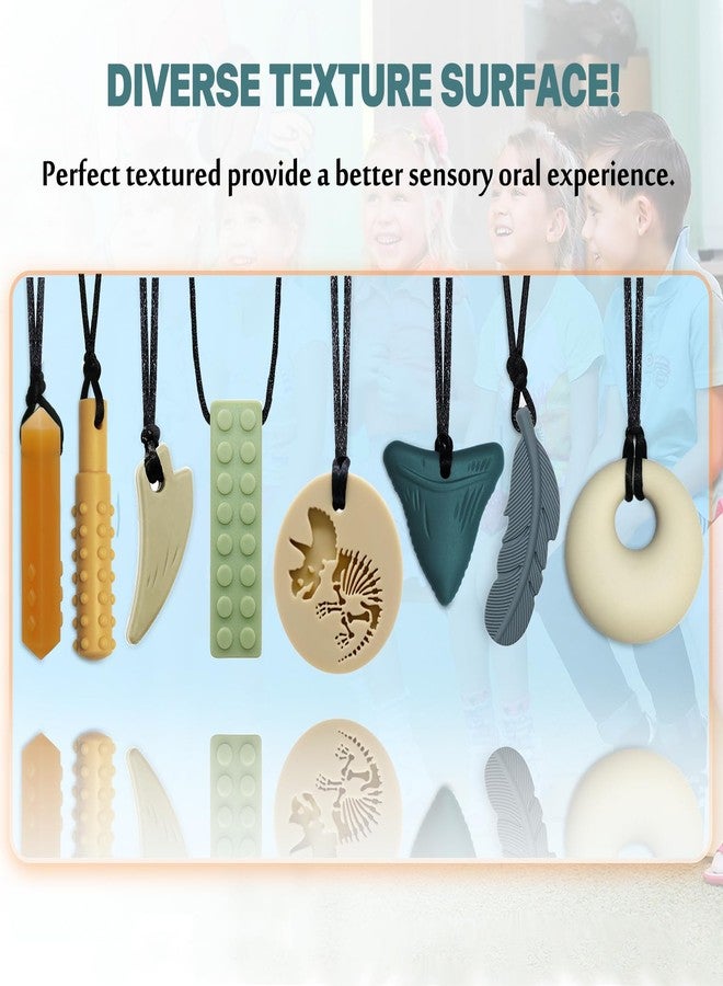 Atsky Chew Necklaces for Sensory Kids, 8 Pack Chewy Necklace Sensory Toys for Kids with Autism, ADHD, SPD, Biting, Silicone Chew Toys Reduce Chewing Anxiety Fidget - Image 4