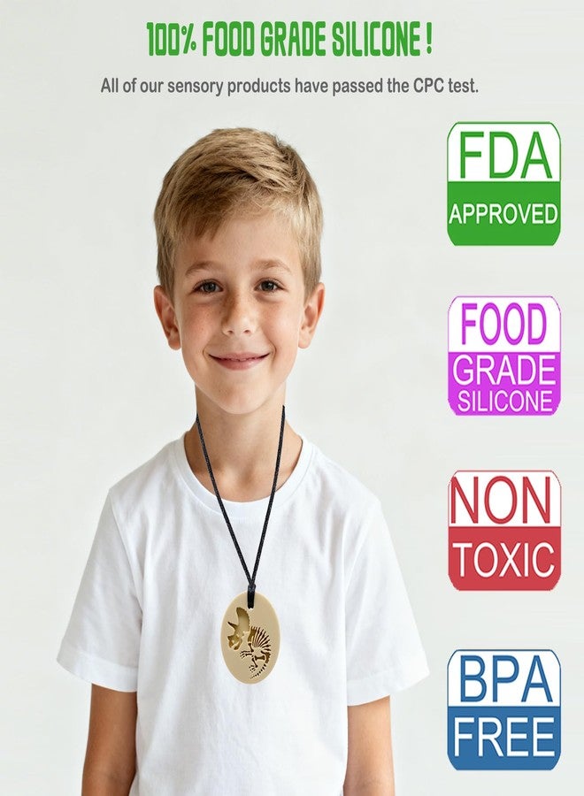 Atsky Chew Necklaces for Sensory Kids, 8 Pack Chewy Necklace Sensory Toys for Kids with Autism, ADHD, SPD, Biting, Silicone Chew Toys Reduce Chewing Anxiety Fidget - Image 2
