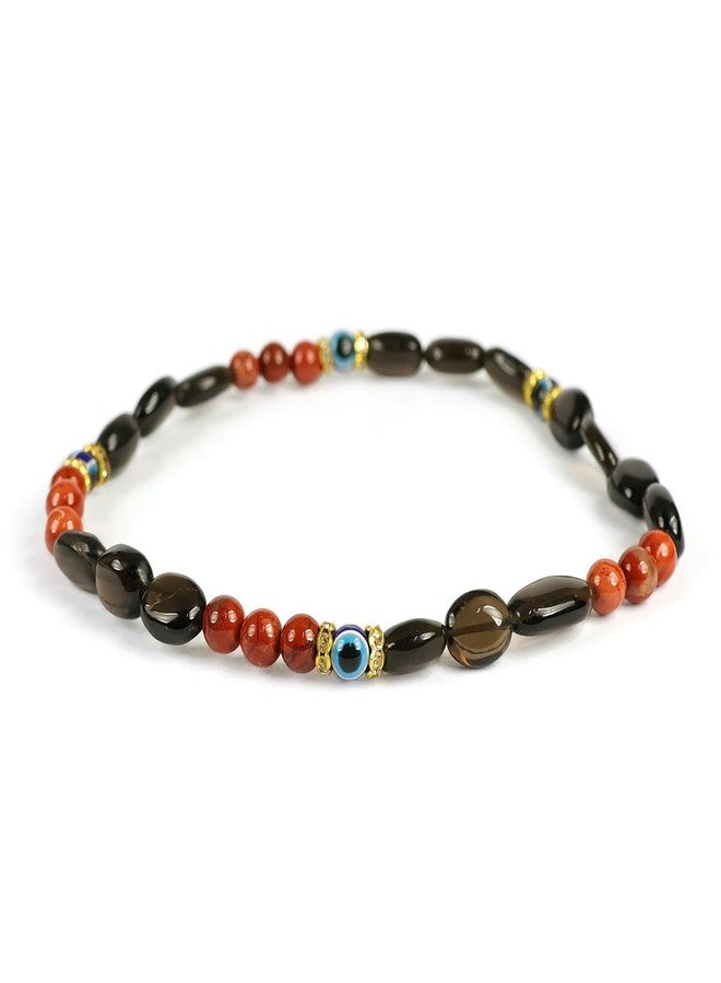 Crystu Natural Smoky Quartz, Goldstone Brown, Evil Eye Anklet Mix Combination Crystal Stone Anklet (Color : Multi) - Image 1