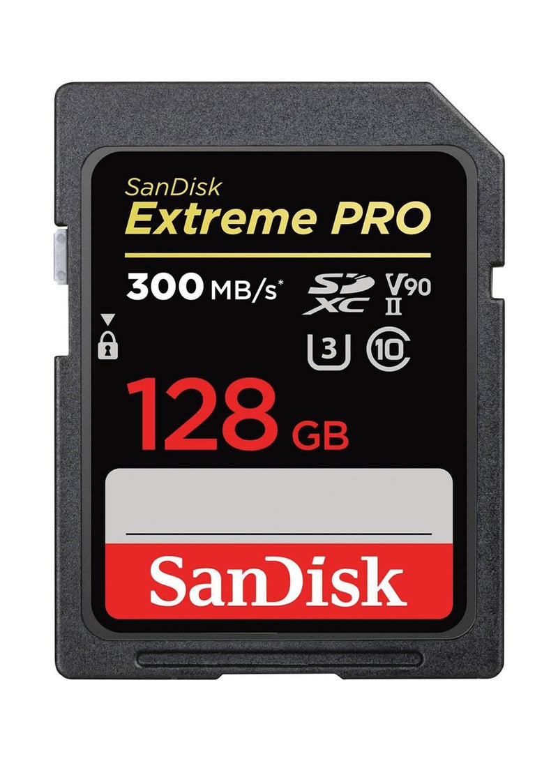128GB Extreme PRO SDXC Memory Card up to 300MB/s, UHS II, Class 10, U3, V90, Black, SDSDXDK 128G GN4IN, SanDisk Extreme PRO SD UHS lI Card - Image 1