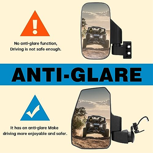 SHEJISI Ranger Side Mirrors,You No Longer Need to Adjust by Hand，Innovative Automatic Reset Function,New SHEJISI UTV Mirrors Compatible with Polaris Ranger General, Can Am Defender HD8 10, 2021-2025 Commander - Image 4