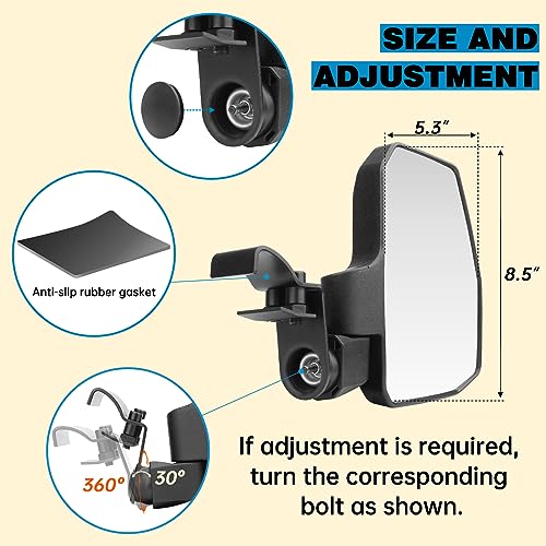 SHEJISI Ranger Side Mirrors,You No Longer Need to Adjust by Hand，Innovative Automatic Reset Function,New SHEJISI UTV Mirrors Compatible with Polaris Ranger General, Can Am Defender HD8 10, 2021-2025 Commander - Image 5