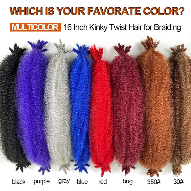 Chicmoi Springy Afro Twist Hair 1B/30/27 Ombre Marley Twist Braiding Hair 16 Inch Three Tone Ombre Twisted UP Spingy Afro Twist Braiding Hair 8 Packs Kinky Twist Hair for Locs - Image 4