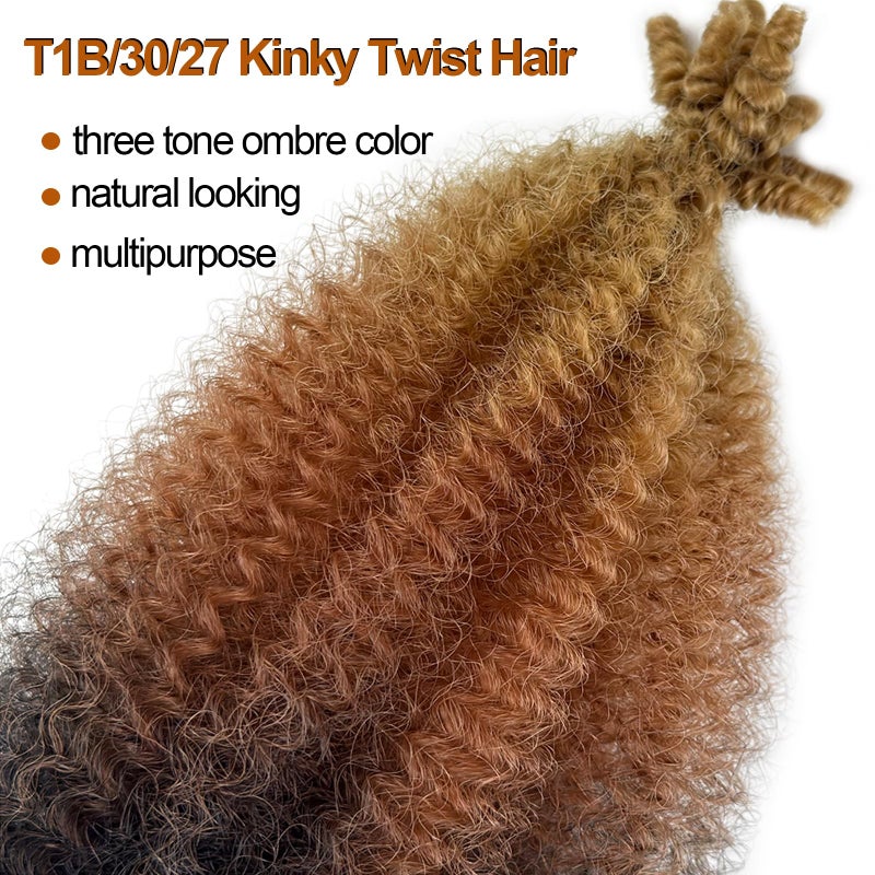 Chicmoi Springy Afro Twist Hair 1B/30/27 Ombre Marley Twist Braiding Hair 16 Inch Three Tone Ombre Twisted UP Spingy Afro Twist Braiding Hair 8 Packs Kinky Twist Hair for Locs - Image 2