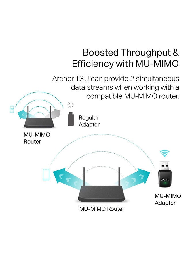 TP-LINK Archer T3U AC1300 Mini Wireless MU-MIMO USB Adapter Black/Silver/Green - Image 3