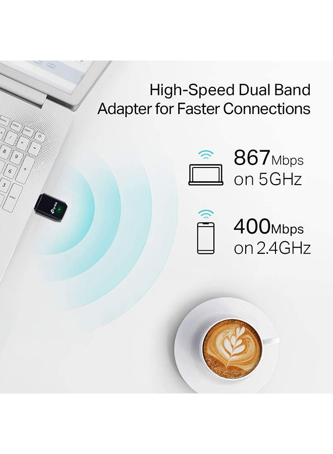 TP-LINK Archer T3U AC1300 Mini Wireless MU-MIMO USB Adapter Black/Silver/Green - Image 2