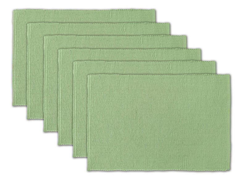 AVKA Studio 100 Cotton Ribbed Placemats Set of 613 x 19 Inches Light Green Everyday Cloth Table Mats Thick Construction Washable Reusable Place Mats