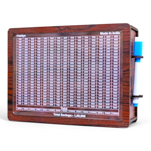 Fiddlys Wooden Money Piggy Bank for 2 3 4 5 6 Years Kids, Savings Challenge Box, Cashbox,Educational Gift for Kids (Pen Stand 1,00,000) - Image 2