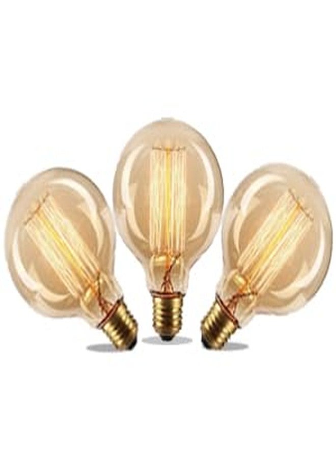 GAUVIK 4 Watts Edison Screw Type Round Incandescent Filament Bulb For E27 Screw Type Holder Lamps And Lights, Yellow, Pack Of 3 - Image 1