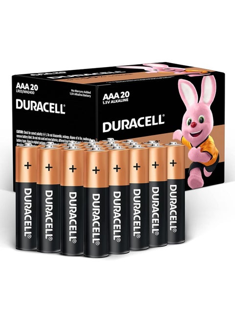 AAA 1.5V Alkaline LR03 / MN2400 Batteries Long Lasting Power, Pack of 20, 10 Years Shelf Life